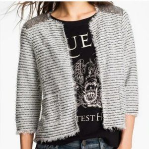 Willow & Clay Eyelash & Sequin Embellished Shoulder Sweater/Jacket - Small